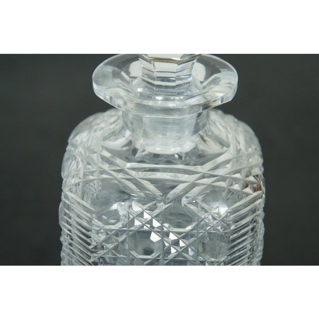 Vintage E&l Edinburgh Square Cut Crystal Whiskey Barware Decanter Bottle For Sale - Image 12 of 12