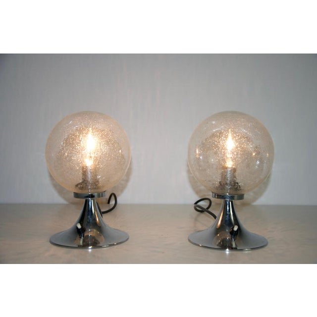 Vintage German Chrome and Glass Table Lamps, 1960s, Set of 2 For Sale - Image 10 of 12