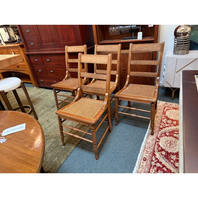 Victorian Victorian Ladderback Dining Chairs, Set of Four For Sale - Image 3 of 14