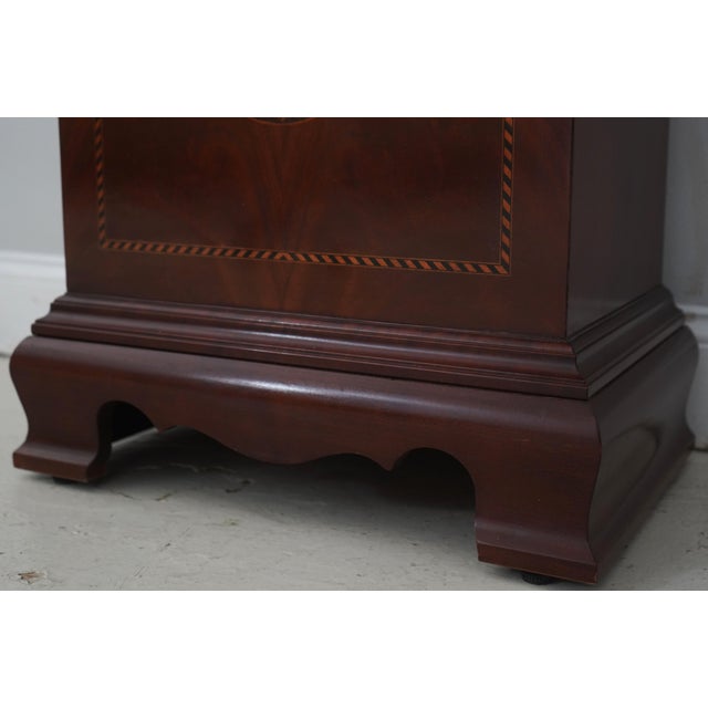 Brown Howard Miller Inlaid Mahogany Grandfather Clock For Sale - Image 8 of 18