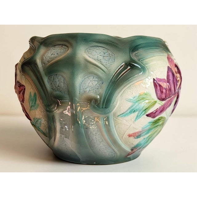 19th Century Art Nouveau Earthenware Cachepot from Longchamp, 1890s For Sale - Image 6 of 12