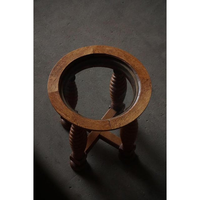 Mid-Century Modern Danish Oak Table with Spiral-Turned Legs and Glass Top, 1950s For Sale - Image 13 of 18