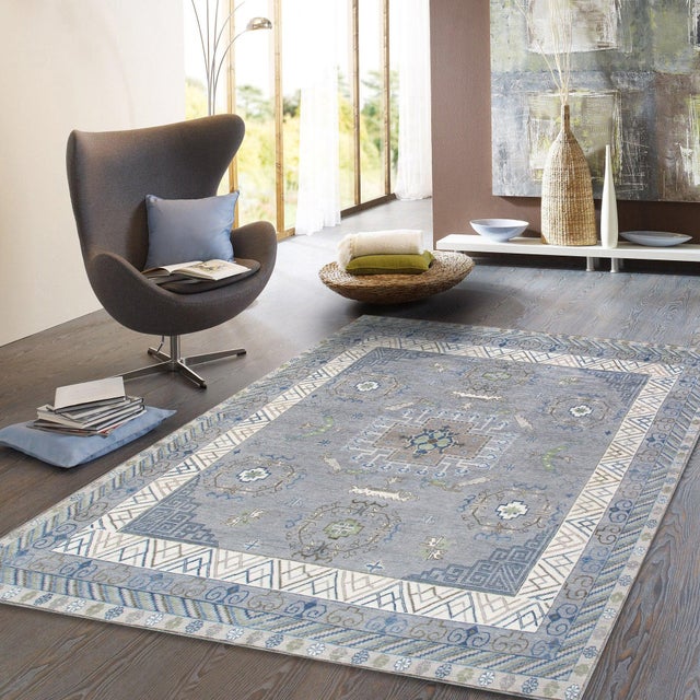 2020s Pasargad Home Khotan Silver Wool Area Rug, 12' 1'' X 15' 3'' For Sale - Image 5 of 5