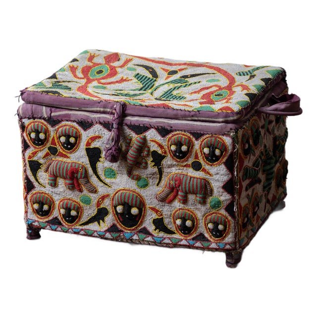 African Yoruba Beaded Tribal Trunk, 20th Century For Sale