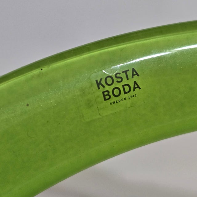 2000 - 2009 Kosta Boda Art Glass Basket Bowl by Anna Ehrner Sweden Neon Green Modernist New 2000s For Sale - Image 5 of 8