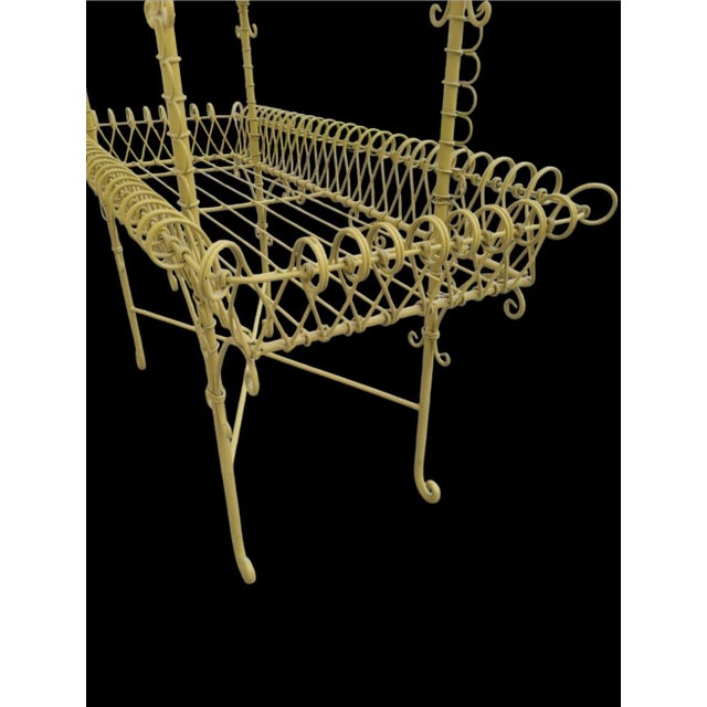 Vintage French Country Yellow Palm Beach Regency Pagoda Wire Bakers Rack Plant Stand For Sale In West Palm - Image 6 of 13
