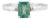 Natural Emerald and Diamond Engagement Ring in 925 Silver - Size 7.5 For Sale