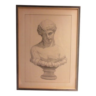 Mid 20th Century Female Bust Academy Charcoal Drawing, Framed For Sale