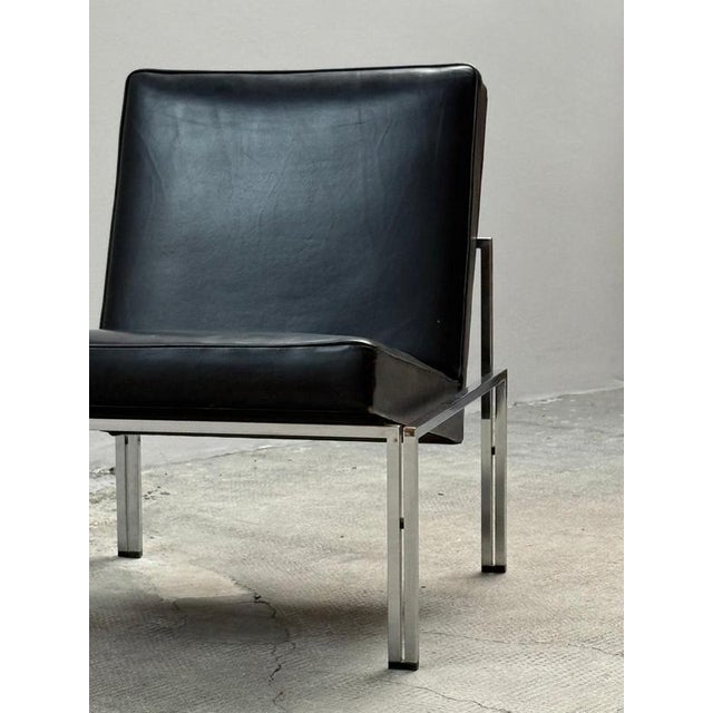 Set of Bauhaus Armchairs in Black Leather and Chromed Tubular Steel, 1960s For Sale - Image 12 of 13