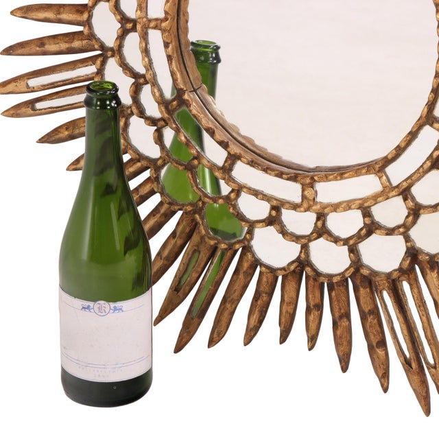 Mid-Century Modern A French Giltwood Round Mirror, in the Manner of Line Vautrin, C 1960. For Sale - Image 3 of 5
