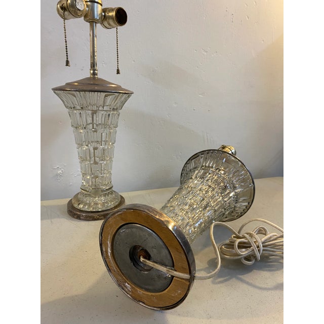 Glass Early to Mid 20th Century Molded Glass Table Lamps for Restoration C.1940 - a Pair For Sale - Image 7 of 9
