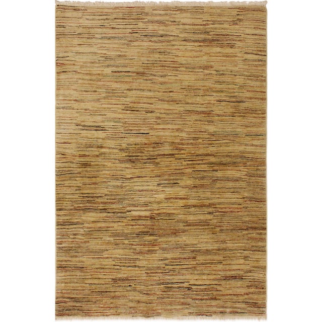 Modern Gabbeh Beige/Rust Wool Rug - 4'0'' X 5'9'' For Sale - Image 10 of 10