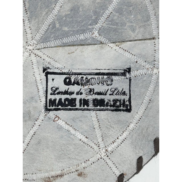 Vintage Patchwork Cowhide Trivet or Placemat, Southwest Western Star Motif Table Accent, Round For Sale - Image 4 of 8