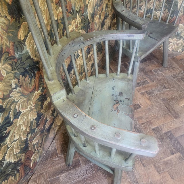 Wood Set of Primitive Welsh Elm Comb-Back Chairs, 1900 For Sale - Image 7 of 13