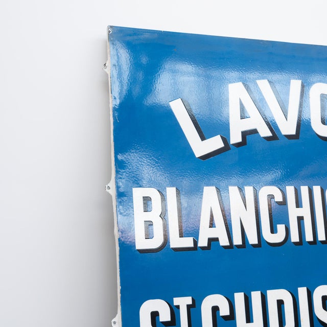 Metal Large Antique Enamel Sign, France, 1950 For Sale - Image 7 of 9