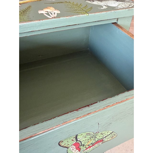 Custom Painted Tropical Decoupage Appliqué Four Drawer Chest For Sale - Image 9 of 12