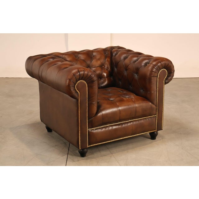 High Quality Chesterfield Style Chair Featuring A Traditional Chesterfield Silhouette With Deep Button Tufted Back And...