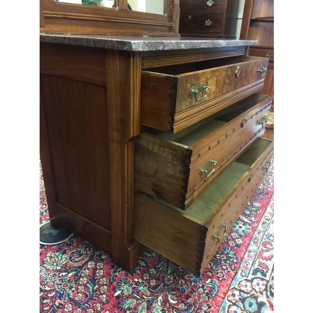 Antique Dresser, Marble Top Dresser With Mirror, Victorian Furniture For Sale - Image 9 of 10