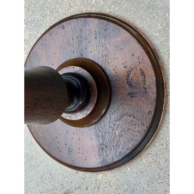 Kittinger/Colonial Williamsburg, Cw-149, Mahogany, Copper Top, Cabriole Legs, Turned Pedestal, Tea Kettle Stand/Plant Stand, Tripod, Mid 20th Century For Sale - Image 12 of 12