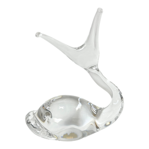 Vintage Murano Style Art Glass Snail Figurine – Mid Century Clear Glass Decorative Object