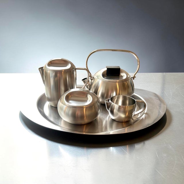 Mid-Century Modern Vintage Coffee & Tea Service in Stainless Steel by Carla Nencioni & Armando Moleri, 1960s For Sale - Image 3 of 18