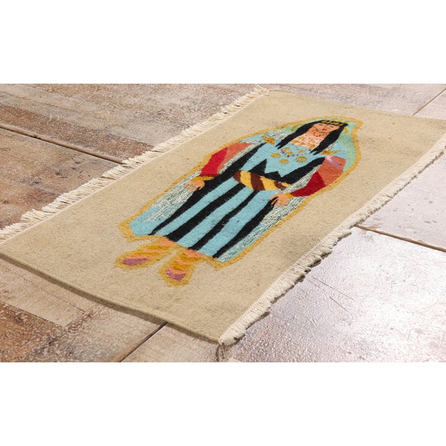 Beige Vintage Tunisian Pictorial Tapestry, 01'04 X 02'09 For Sale - Image 8 of 10
