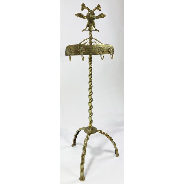 Figurative Antique Two Headed Phoenix Brass Fireplace Tools on Stand For Sale - Image 3 of 11