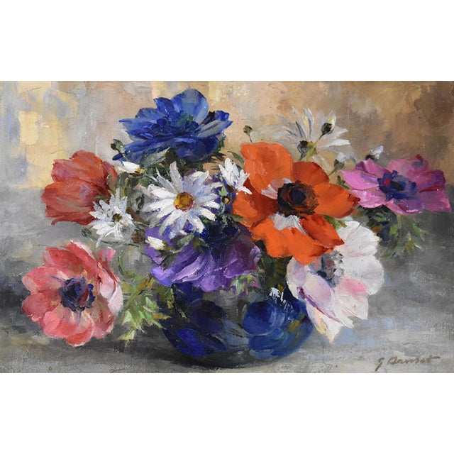 Georges Danset, Anemones and Daisies, Oil on Canvas, Early 20th Century, Framed For Sale - Image 3 of 10
