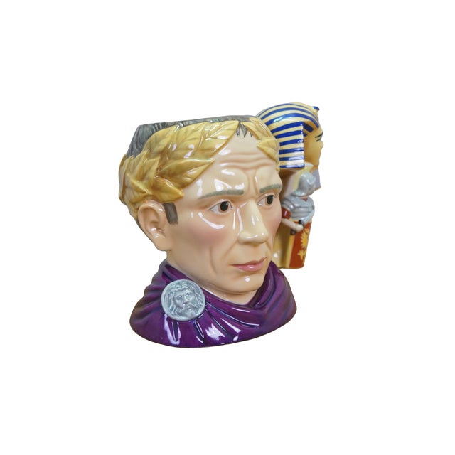 Large rare vintage Royal Doulton 7220 porcelain character jug of Julius Caesar featuring a laurel wreath, purple cloak and...