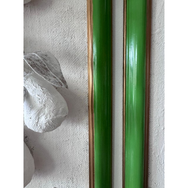 Paper Mache & Plaster Pear Branches Set in Green Lacquer Frames, a Pair For Sale In West Palm - Image 6 of 7