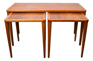 Swedish Modern Cubus Nesting Tables in Teak by Yngve Ekström for Källemo AB, 1950s, Set of 3