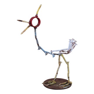 Industrial Metal Rooster Sculpture Garden Statue For Sale