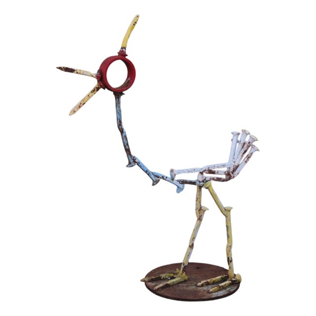 Industrial Metal Rooster Sculpture Garden Statue For Sale