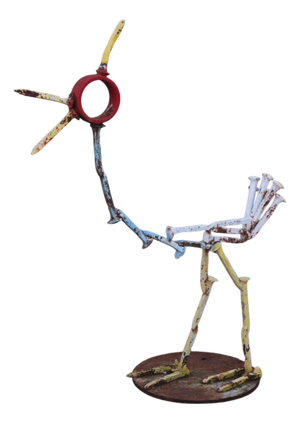 Industrial Metal Rooster Sculpture Garden Statue