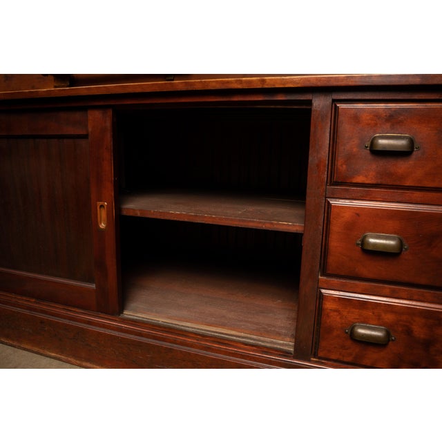 Wood Massive Antique Mercantile Display Cabinet For Sale - Image 7 of 13
