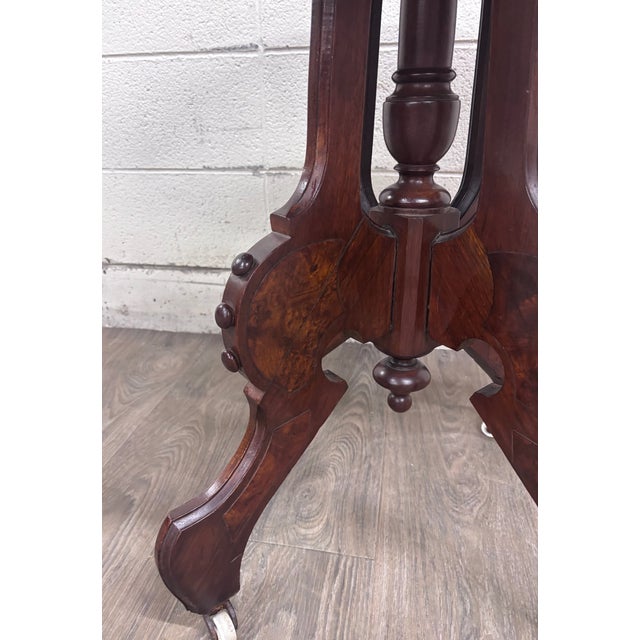 Antique Victorian Eastlake Burl Walnut Oval Center Table Parlor Table For Sale - Image 9 of 10