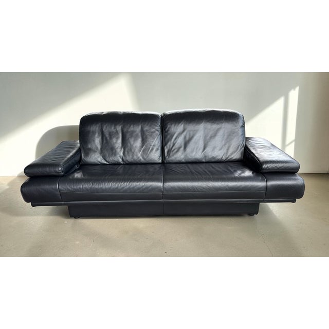 Vintage Model 6500 Black Leather Sofa by Rolf Benz, 1980s For Sale - Image 4 of 6