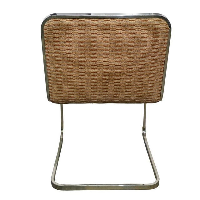 1970s Mid Century Modern Upholstered Chrome Cantilever Dining Chairs- A Pair For Sale - Image 5 of 7