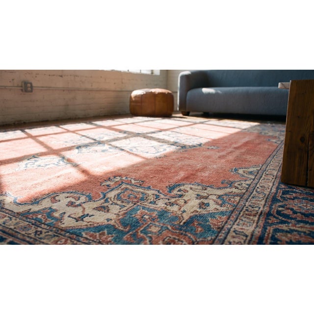 Salmon Excellent Orange Salmon Color With Special Medallion Design Antique Persian N E Rug For Sale - Image 8 of 9