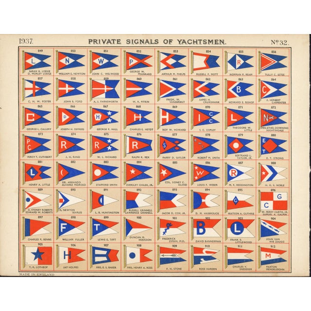 Nautical Original Lloyd's Register of Yachts "Private Signals of Yachtsmen" Reference Pages – Set of 4 – Year 1937 Group D For Sale - Image 3 of 5