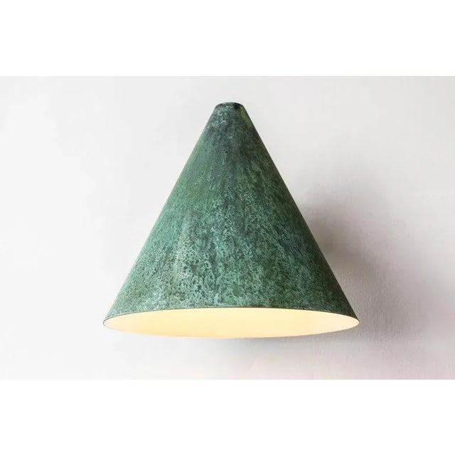 Metal Hans-Agne Jakobsson 'Tratten' Verdigris Patinated Outdoor Sconce For Sale - Image 7 of 12