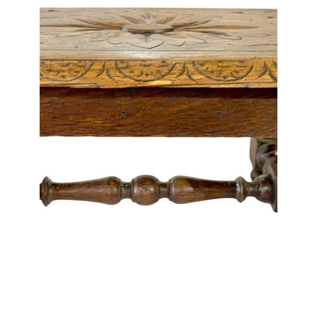Antique French Provincial Carved Oak Joint Small Stool or Riser For Sale - Image 6 of 15