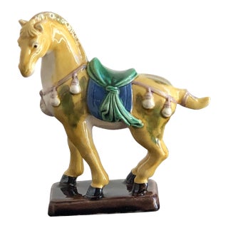 Chinoiserie Tang Dynasty Style Ceramic War Horse For Sale