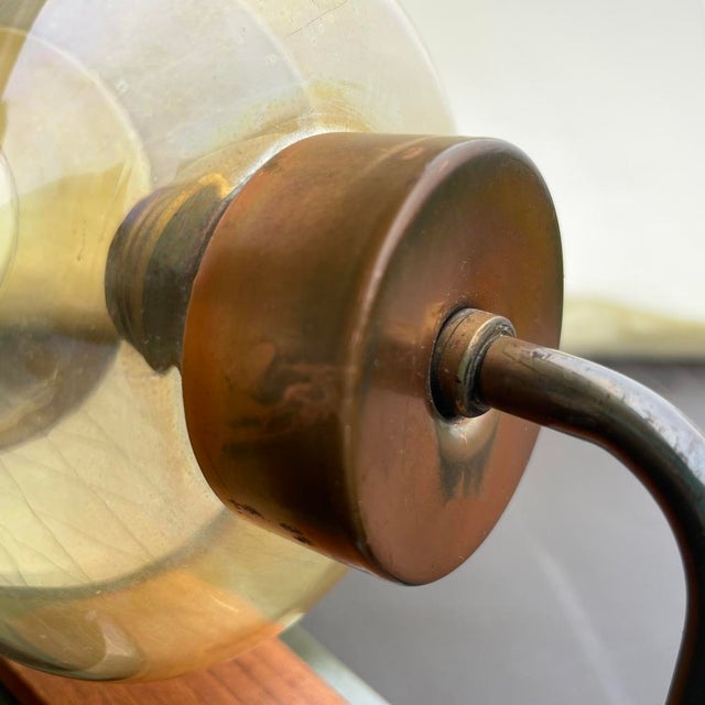 Brown Danish Modern Teak and Etched Glass Wall Sconce, 1960s For Sale - Image 8 of 12