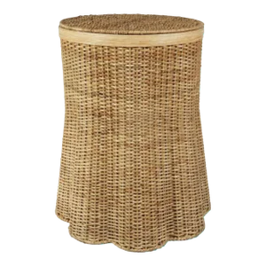 Scalloped Wicker Storage Stool, 24"