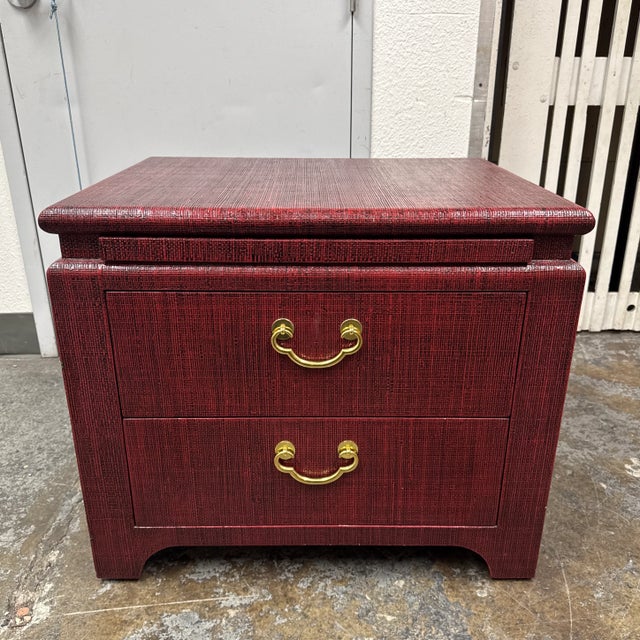 Design Plus gallery presents a Vintage Burlap Sofa Chest by Harrison Van Horn. The vintage piece is burgundy red with gold...