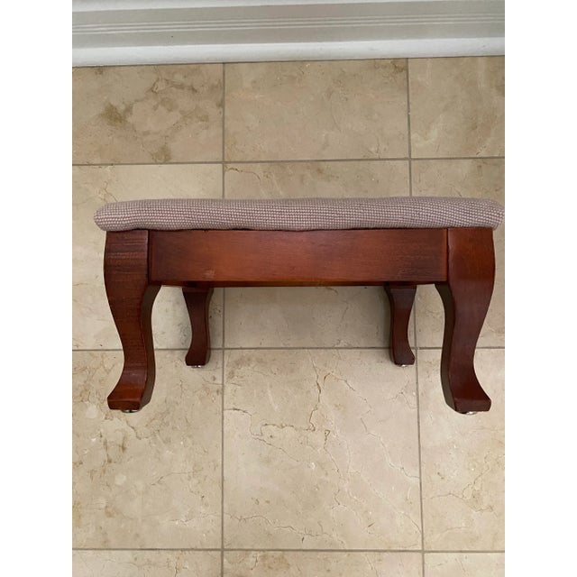 Mid 20th Century Vintage 1940s Ralph Lauren Style Floral Needlepoint Footstool Ottoman With Cabriole Legs For Sale - Image 5 of 7