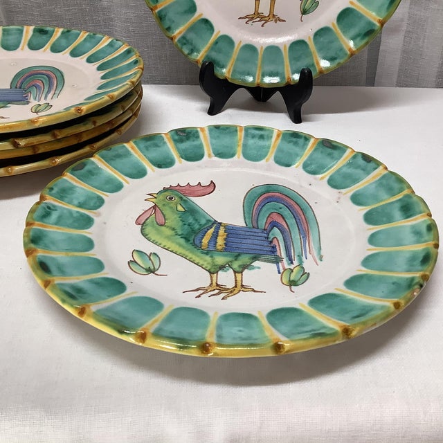 Vintage Italian HandPainted Dinner Plates in Teal Set of 6 Chairish