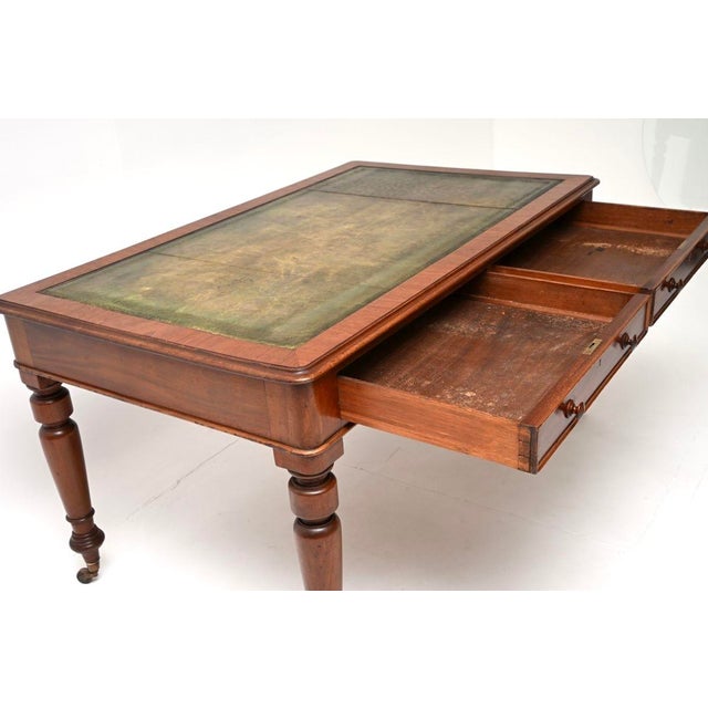 Large Antique Victorian Leather Top Writing Table, 1840 For Sale - Image 10 of 11