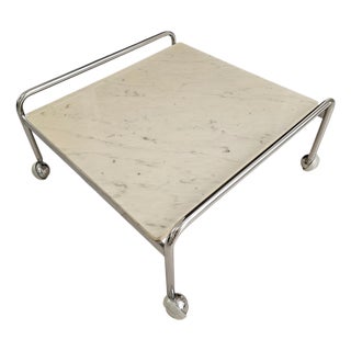 1980s Bruno Mathsson for Dux "Karin" Chrome and Marble Coffee Table For Sale
